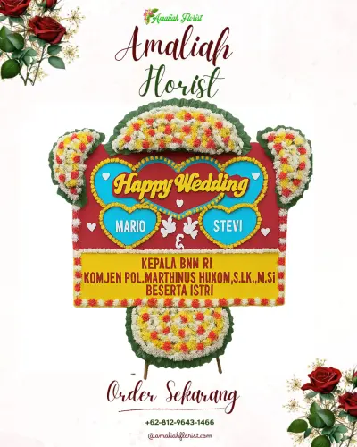 Karangan Papan Bunga Pernikahan di Kedaung